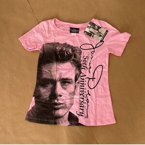 NWT James Dean 50th Anniversary Kids T-Shirt - Large - Pink